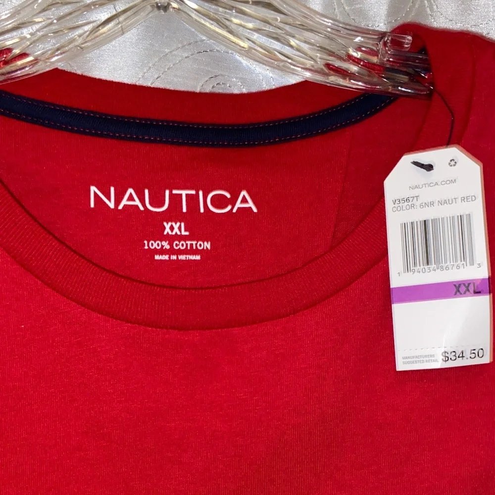 NWT Nautica Men's Red Tee with Navy and White Accents Size XXL 🔥 YB7 - Picture 3 of 4